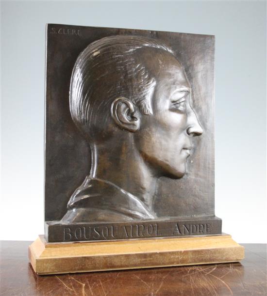 Sylvestre Clerc (French, 1892-1958). A rectangular bronze portrait plaque